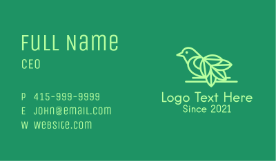 Green Leaf Bird Business Card Image Preview
