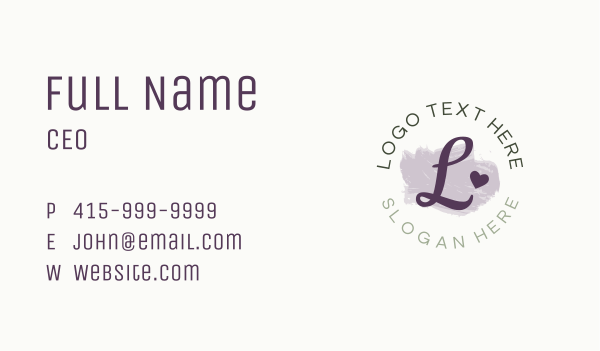 Round Cursive Heart Lettermark Business Card Design Image Preview