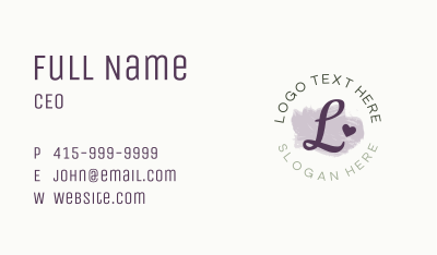 Round Cursive Heart Lettermark Business Card Image Preview