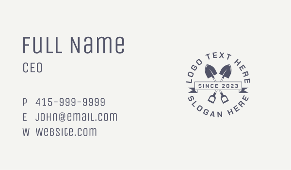 Landscaping Shovel Tool Business Card Design Image Preview