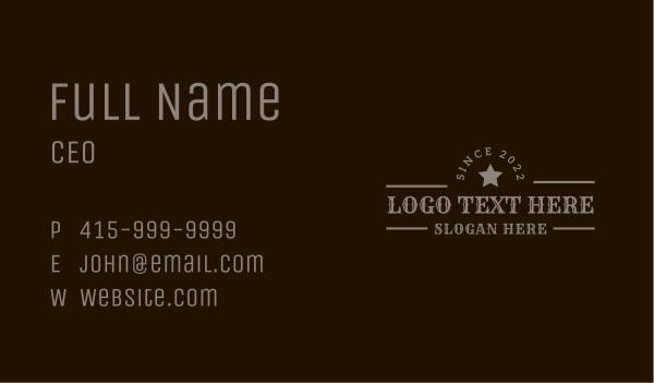 Rustic Star Wordmark Business Card Design Image Preview