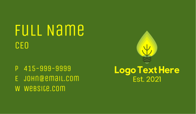 Eco Friendly Leaves Lightbulb Business Card