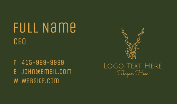 Gold Geometric Antelope Business Card Design