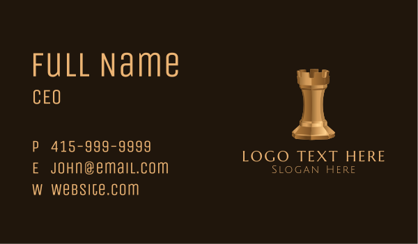 Gold Rook Chess Master Business Card Design Image Preview