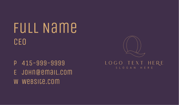 Minimalist Fashion Letter Q Business Card Design Image Preview