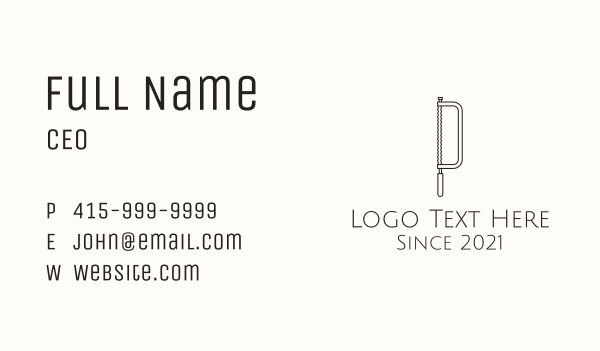 Minimalist Hacksaw Tool Business Card Design Image Preview