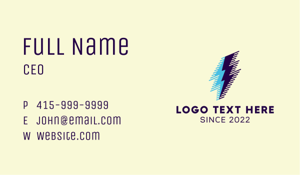 Blue Lightning Duo Business Card Design Image Preview