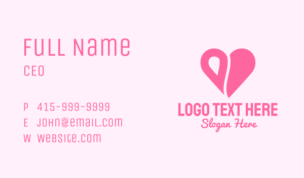 Pink Minimalist Heart Business Card Design Image Preview