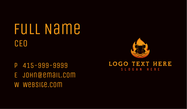 Fire Pork Barbecue Business Card Design Image Preview