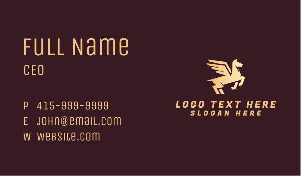 Golden Winged Pegasus Business Card Design Image Preview