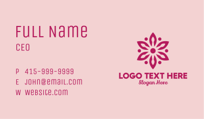 Pink Flower Spa Massage  Business Card