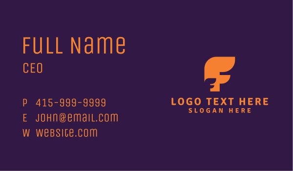 Orange Letter F Monogram  Business Card Design Image Preview