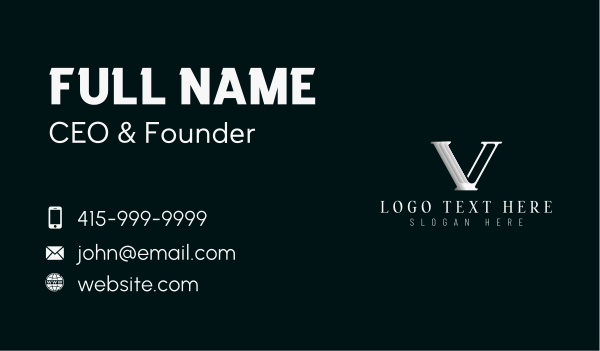 Professional Corporate Firm Letter V Business Card Design