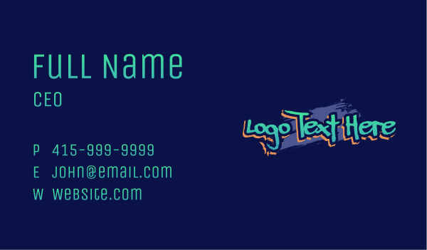 Funky Graffiti Wordmark Business Card Design Image Preview