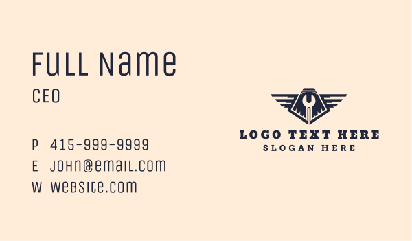 Industrial Wrench Wings Business Card Design Image Preview