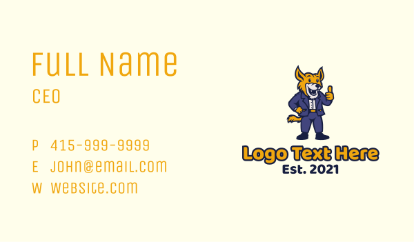 Jackal Businessman Mascot Business Card Design