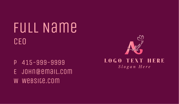 Pink Flower Letter A Business Card Design Image Preview
