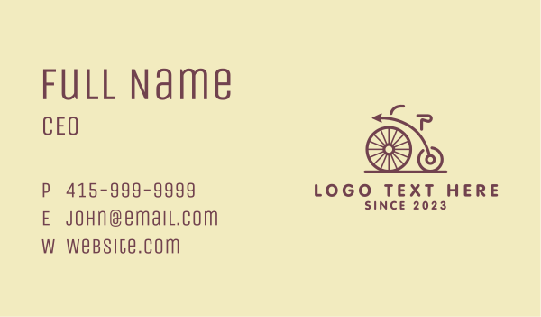 Penny Farthing Arrow Bike Business Card Design Image Preview