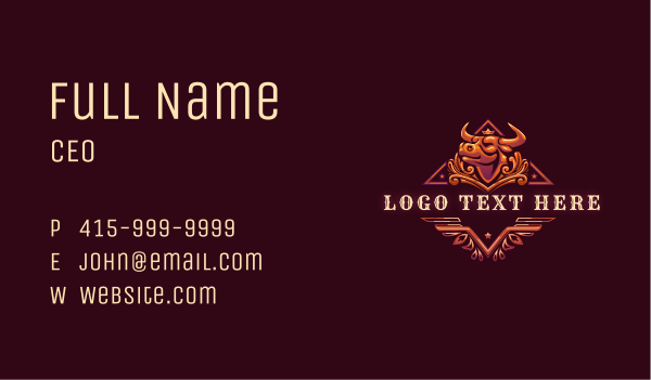 Ranch Bull Horn Business Card Design Image Preview