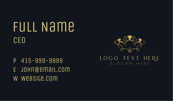 Golden Ring Crown Jewelry Business Card Design Image Preview