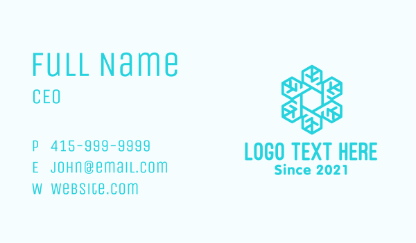 Blue Snowflake Outline  Business Card Design Image Preview