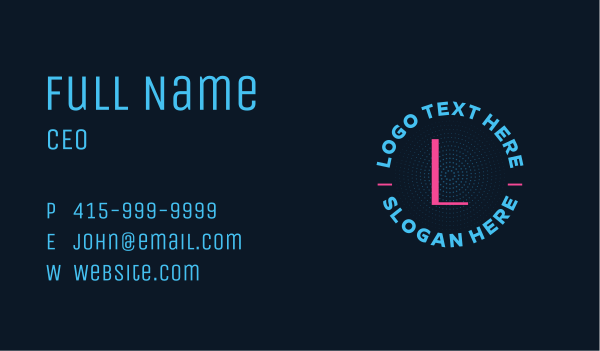 Neon Digital Lettermark Business Card Design Image Preview