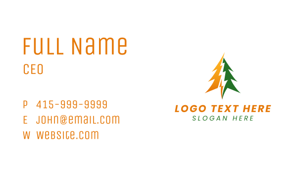 Natural Pine Tree Energy Business Card Design Image Preview