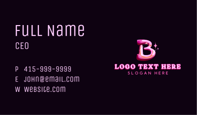 Sparkle Retro Letter B Business Card Image Preview