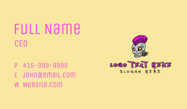 Cool Punk Rock Skull Business Card Design Image Preview