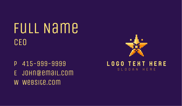 Pixel Gaming Star Business Card Design Image Preview