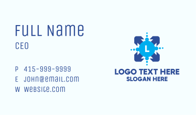 Blue Arrow Lettermark Business Card