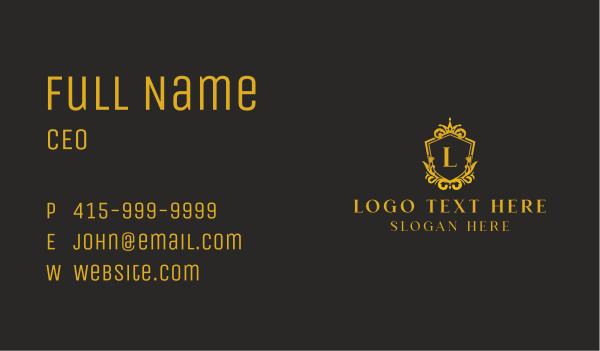 Royal Crown Shield Crest  Business Card Design Image Preview