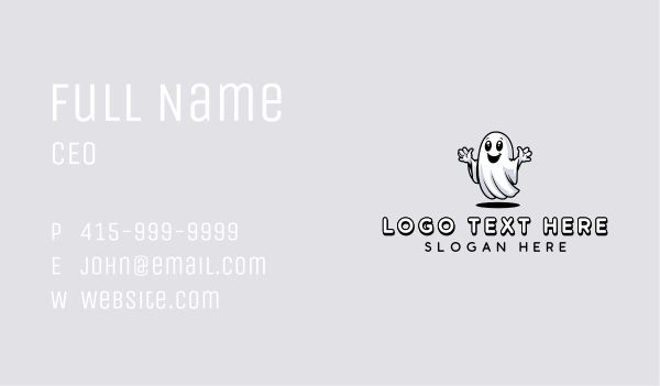 Smiling Scary Ghost Business Card Design Image Preview