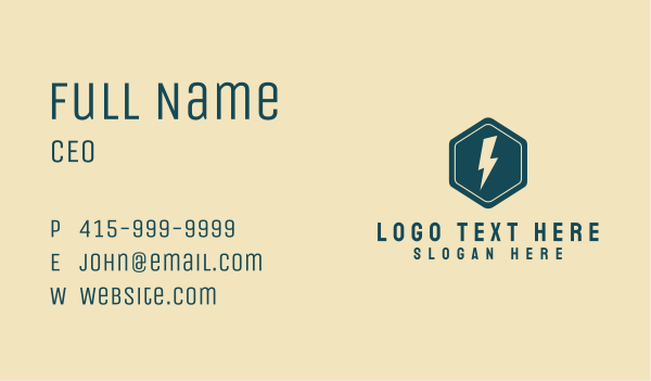 Hexagon Electric Energy Business Card Design Image Preview