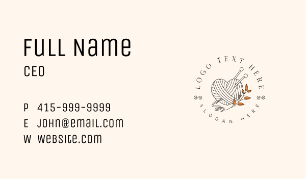 Crochet Heart Yarn Business Card Design Image Preview