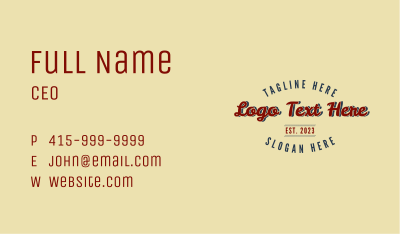 Retro Vintage Casual Wordmark Business Card Image Preview