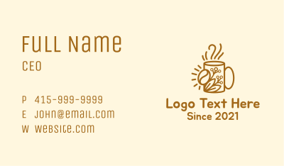 Organic Leaf Coffee Cup Business Card Image Preview
