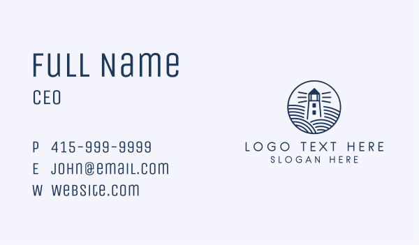 Ocean Waves Lighthouse Business Card Design Image Preview