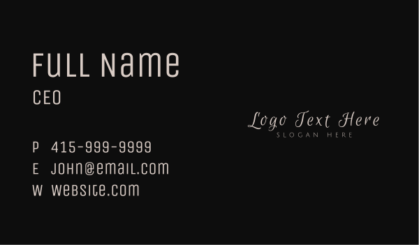 Classic Script Wordmark Business Card Design Image Preview