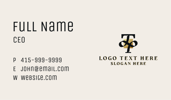 Elegant Feminine Brand Letter TP Business Card Design Image Preview