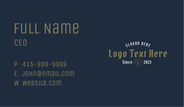 Classic Urban Gothic Letter Business Card Design Image Preview