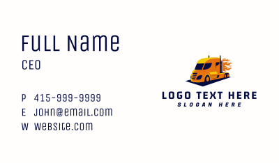 Flaming Transport Truck Business Card Image Preview