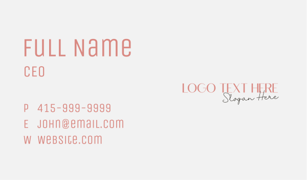 Stylish Feminine Wordmark Business Card Design Image Preview