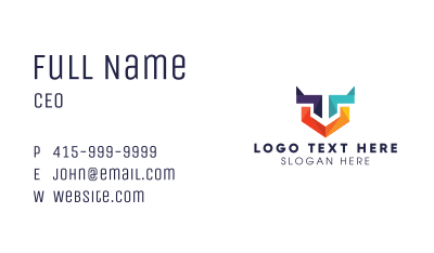 Colorful Geometric Shield Business Card Image Preview