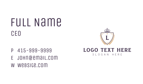 Regal Shield Wreath Business Card Design Image Preview