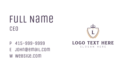 Regal Shield Wreath Business Card Image Preview