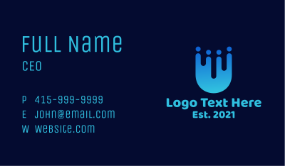 Blue People Letter U  Business Card Image Preview