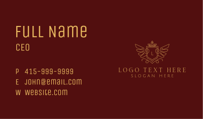 Gold Royal Shield Wings Business Card Image Preview