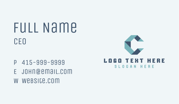 Geometric Origami Fold Letter C Business Card Design Image Preview