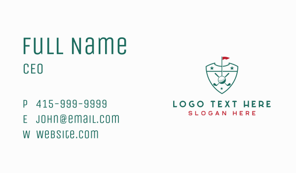 Sports Golf Course Shield  Business Card Design Image Preview